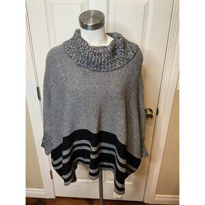 Maeve Anthropologie Black White Striped Turtleneck Poncho Size XS/S
